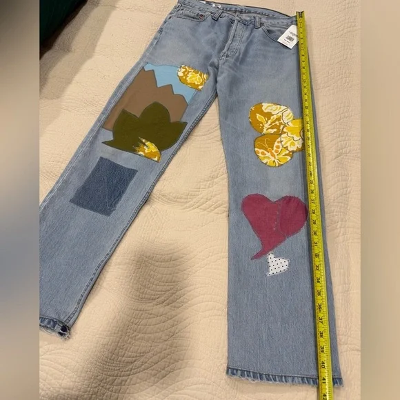 Re/Done Colorful Patchwork Straight Jeans - Picture 4 of 13